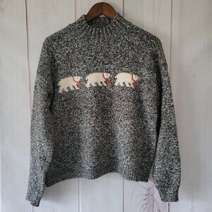 Loft Polar Bear Mock Neck Knit Pullover Sweater, Women’s M, Gray, Long Sleeve